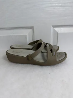 Women's Crocs Swiftwater Beige Slip On Size 8 thumbnail 2