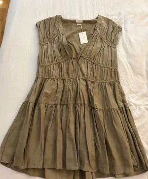 Aritzia Olive Tiered Mini Dress thumbnail 1