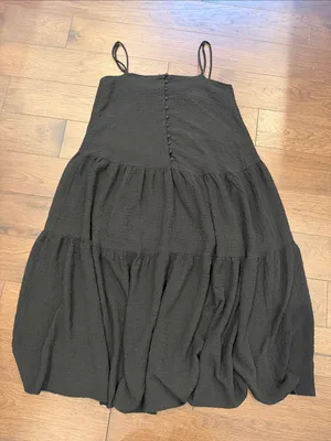 Astr Black Textured Tiered Dress with Spaghetti Straps Size Medium - C11-429 thumbnail 7