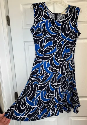 Michael Kors Women's Sleeveless Knee Length Dress, 'Amalfi Blue', Size Medium thumbnail 1
