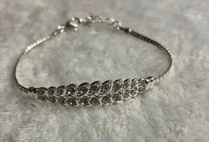 Statement Classy Rhinestone Silver Tone Bracelet thumbnail 1