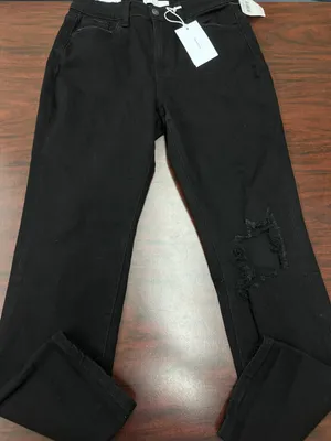 NWT Vervet Black Skeeter Stretch Boyfriend Distressed Black Jeans Size 27 thumbnail 1