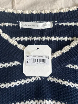 Navy and White Striped Altar’d State Cropped Sweater thumbnail 4