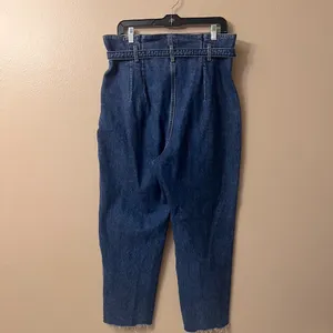 Abercrombie & Fitch Women's High Rise Mom Paperbag Waist Belted Jeans Blue Sz 32 thumbnail 7