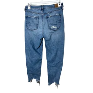 American Eagle Slim Straight‎ Jeans Distressed Ripped Raw Hem Size 12 thumbnail 5
