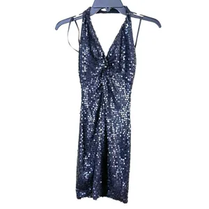 Vintage Frederic’s Of Hollywood Black Sequin Halter Dress Size Small thumbnail 2