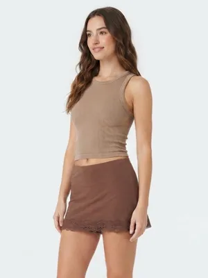 NWT Skort Chrome Riot Brown Lace Trim Skort Size M – Soft & Stretchy thumbnail 8