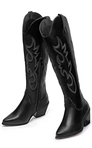 Amazon Black Cowboy Boots thumbnail 1