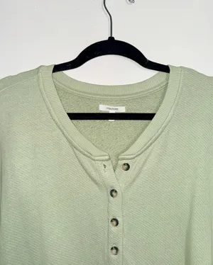 Maurices Henley Drop Shoulder Sweatshirt Light Green Relaxed Fit thumbnail 3