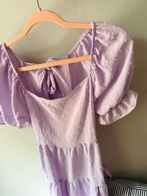 Boutique Lavender Puff Sleeve Open Back Mini Dress Size Small thumbnail 8