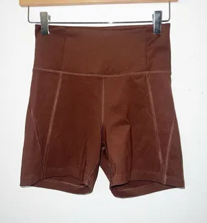 girlfriend collective Chocolate High-Waist Bike Shorts thumbnail 1