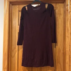 Garage Burgundy Cold Shoulder Knit Dress thumbnail 4