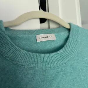 JENNIE‎ LIU Pure Cashmere Long Sleeve Crew Neck Pullover Sweater Aqua Teal thumbnail 3