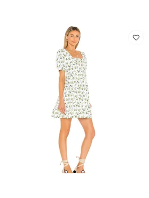 Faithfull the Brand Women's Eldora Printed Mini Dress White Yellow Size small thumbnail 2