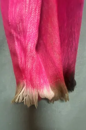 Poppy's Alpaca Scarf - Pink and Red Ombré Stripe thumbnail 4