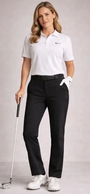 NIKE GOLF Dri-Fit New Black Golf Pants Women Sz2 Stretch Straight Athletic 72573 thumbnail 1