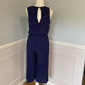French Grey Jumpsuit Reagan Woven Polka Dot Cropped Sleeveless Size Large thumbnail 7