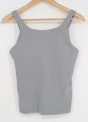 Lavento Cropped Tank Top Womens 6 Gray Stretch V Back Gym Workout Athleisure thumbnail 1