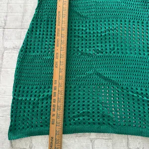 Cupshe Emerald Green Open Knit Crochet Mermaidcore Beach Mini CoverUp Dress Sz L thumbnail 10