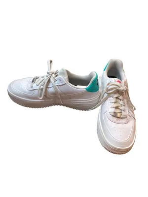 Nike Air Force 1 wms white green platform leather LT sneakers sz 8.5 SKU 10-335 thumbnail 2