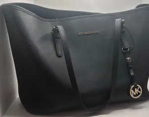 Michael Kors Saffiano Leather Tote Black Shoulder Bag Purse Charm thumbnail 1
