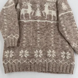 Venezia Jeans Sweater Women 14/16 Brown Reindeer Fair Isle Nordic Oversized thumbnail 5