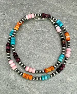Handmade 15” Navajo Style Sterling Silver Pearls Choker thumbnail 2