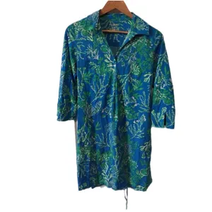 Lilly Pulitzer UPF 50+‎ Pilar Tunic Shirt Dress Long Sleeve Blue A Bit Salty XS thumbnail 3