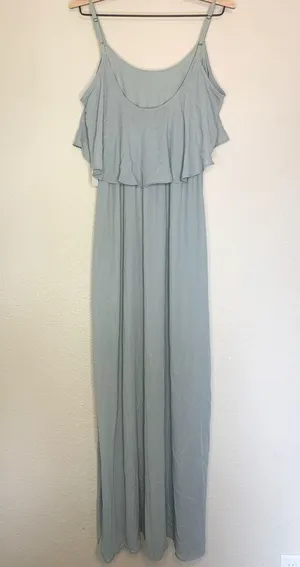 NWT Show Me Your Mumu Caitlin Ruffle Maxi Dress Silver Sage Green Size S thumbnail 5