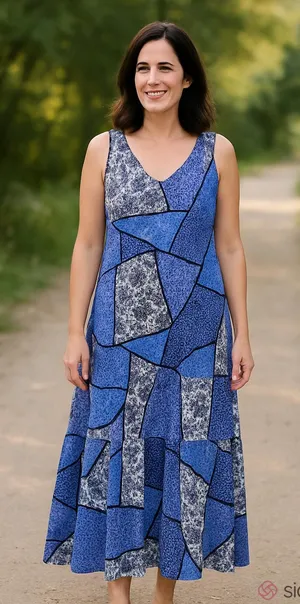Kaiya Designs Womens Dress Size‎ XXS Serene Manning Blue Patchwork Sundress NEW thumbnail 1