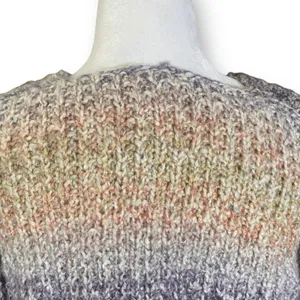 Vintage‎ Pastel Ombre Hand Knit Cardigan Chunky Cropped Sweater Rainbow Cozy thumbnail 5