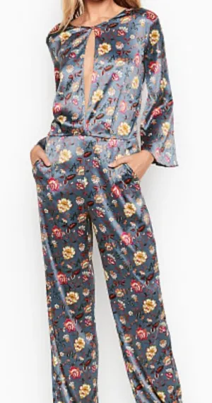 Victoria's Secret Luxe Satin Keyhole Open-Back Jumpsuit thumbnail 1
