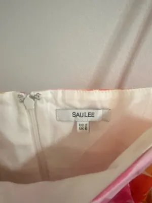 Revolve Sau Lee Mini Dress Pink and Orange Flowers 2 thumbnail 3