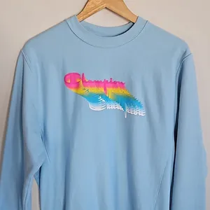 Champion Reverse Weave Sweatshirt Small Light Blue Pastel Shadow Script Logo thumbnail 3