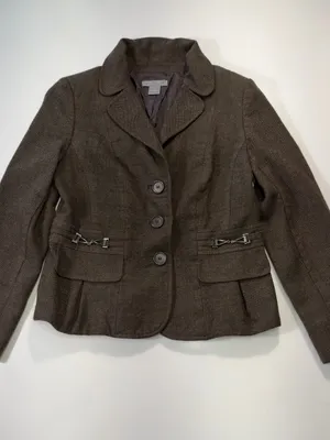 Ann Taylor Brown Tailored Wool Blend Blazer Size 10 thumbnail 2