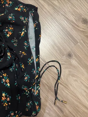 AFRM Cora Keyhole Floral Midi Dress Small Black Ditsy Floral Sold Out $118 thumbnail 5