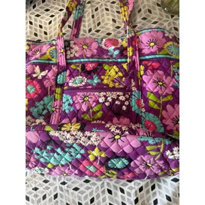 Vera‎ Bradley Y2k Plum Petals Quilted Cotton Tote Bag Purple Floral Butterfly thumbnail 4