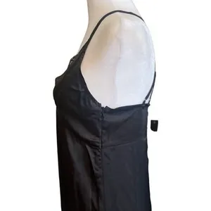 Lea & Viola NWT Black Satin Lace Slip Midi Dress 90s Lingerie Style S thumbnail 7