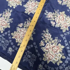 Access 100% silk dark blue floral scarf 32” x 33” hand rolled thumbnail 8