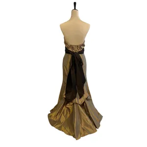 Jim Hjelm Occasions Bronze Taffeta Strapless Gown Brown Sash cocktail Size 8 thumbnail 4