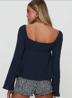 Princess Polly Khalea Long Sleeve Top Navy thumbnail 4