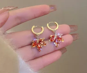 Elegant Maple Leaf Dangle Drop Earrings for Women Gold thumbnail 3