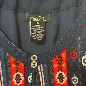 Rue21 Navy and Red Striped Floral Tank Top thumbnail 2