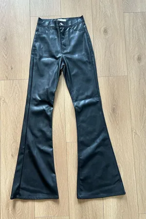 Vibrant M.I.U. Black Faux Leather Flare Pants thumbnail 1
