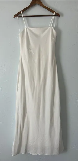 White Maxi Slip Dress with bow back and Spaghetti Straps thumbnail 1