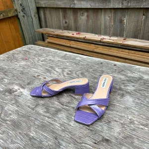 Steve Madden Women Gaia Block Heel Slide Sandals Size 6.5 Violet‎ Faux Leather thumbnail 3