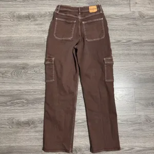 Hollister Ultra High-Rise Dad Jeans‎ Brown Cargo Contrast Stitch 3R W26 L31 thumbnail 2