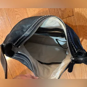 Michael Kors Black Leather Slouchy Hobo Shoulder Bag Boho Y2K Large thumbnail 4