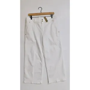 NWT!! J. CREW Slim Wide Jeans Stacked Buttons Solid White Size 30 Petite 30P thumbnail 2
