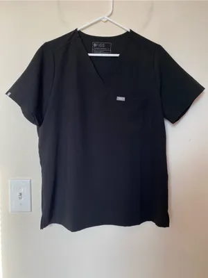 FIGS Catarina One Pocket V-Neck Scrub Top Black Sz Large thumbnail 3
